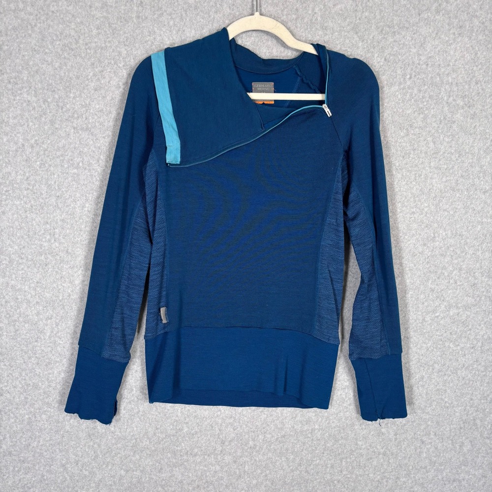 Icebreaker Merino Wool Base Layer Sweater Womens Medium‎ Asymmetrical Zip Neck